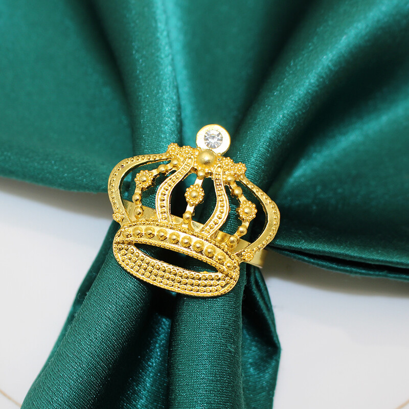 6Pcs Krunski prstenovi za salvete Metalni zlatni držač za salvete Postavka stola za vjenčanje Rođendan Banket Božićna večera HB123