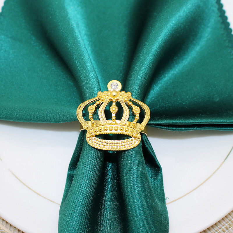 6Pcs Krunski prstenovi za salvete Metalni zlatni držač za salvete Postavka stola za vjenčanje Rođendan Banket Božićna večera HB123