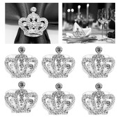 6Pcs Diamond Crown Prstenovi za salvete Rhinestone Crystal Crown Držač salveta za rođendansku proslavu Svadbeni ukras stola (srebrni)
