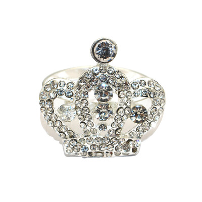 6Pcs Diamond Crown Prstenovi za salvete Rhinestone Crystal Crown Držač salveta za rođendansku proslavu Svadbeni ukras stola (srebrni)