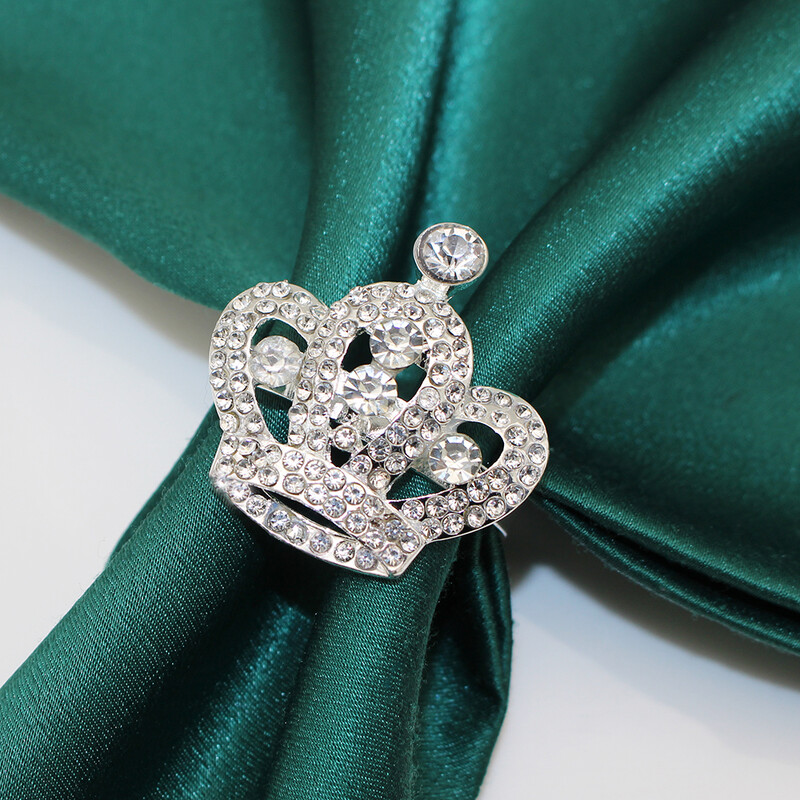 6Pcs Diamond Crown Prstenovi za salvete Rhinestone Crystal Crown Držač salveta za rođendansku proslavu Svadbeni ukras stola (srebrni)
