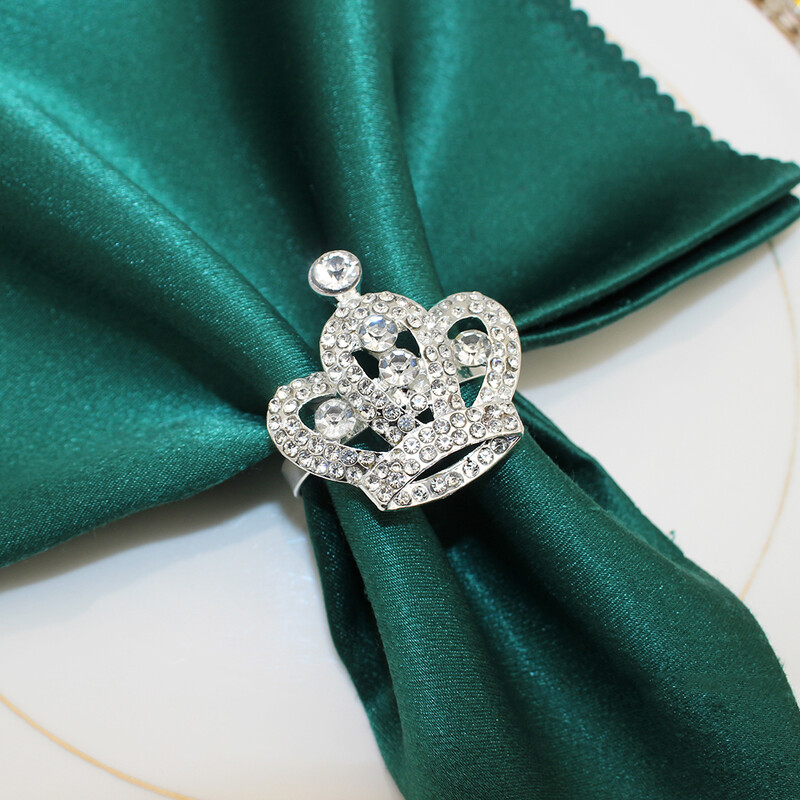 6Pcs Diamond Crown Prstenovi za salvete Rhinestone Crystal Crown Držač salveta za rođendansku proslavu Svadbeni ukras stola (srebrni)