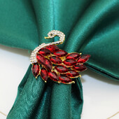 6kom vjenčanih ukrasa Elegantni crveni vještački dijamant Labud prstenovi držač za salvete za svadbeno tuširanje Večera Dekoracija svadbenog stola HB124