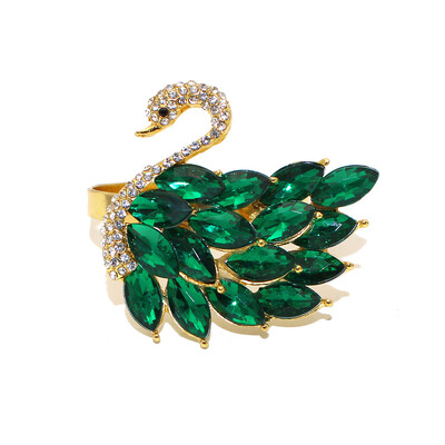 6kom vjenčanih ukrasa Elegantni crveni vještački dijamant Labud prstenovi držač za salvete za svadbeno tuširanje Večera Dekoracija svadbenog stola HB124