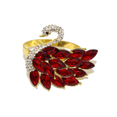 6kom vjenčanih ukrasa Elegantni crveni vještački dijamant Labud prstenovi držač za salvete za svadbeno tuširanje Večera Dekoracija svadbenog stola HB124