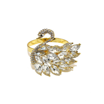 6kom vjenčanih ukrasa Elegantni crveni vještački dijamant Labud prstenovi držač za salvete za svadbeno tuširanje Večera Dekoracija svadbenog stola HB124