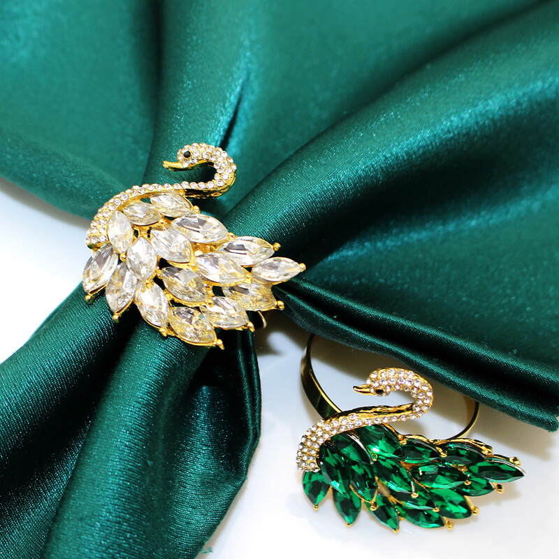 6kom vjenčanih ukrasa Elegantni crveni vještački dijamant Labud prstenovi držač za salvete za svadbeno tuširanje Večera Dekoracija svadbenog stola HB124