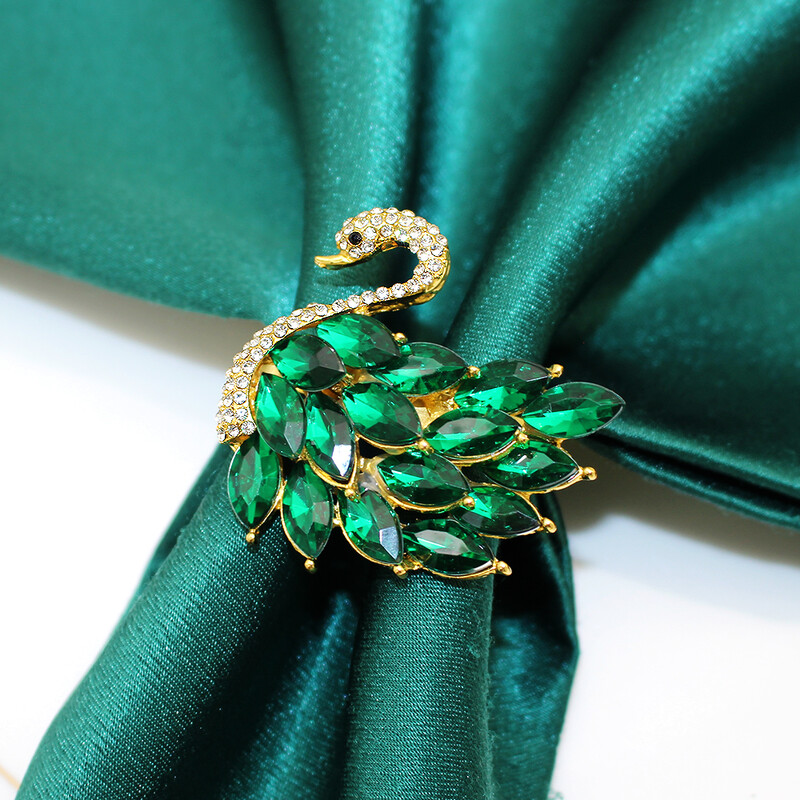 6kom vjenčanih ukrasa Elegantni crveni vještački dijamant Labud prstenovi držač za salvete za svadbeno tuširanje Večera Dekoracija svadbenog stola HB124