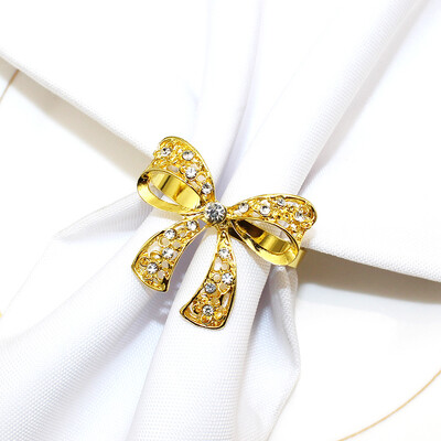 6kom Prstenovi za salvete s mašnom i dijamantima Prsteni za salvete s mašnama i dijamantima za vjenčanje, rođendan, božićnu večeru Dekoracija kućnog stola ERD01