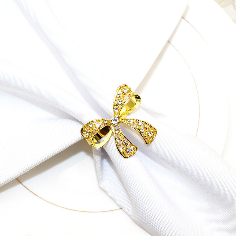 6kom Prstenovi za salvete s mašnom i dijamantima Prsteni za salvete s mašnama i dijamantima za vjenčanje, rođendan, božićnu večeru Dekoracija kućnog stola ERD01