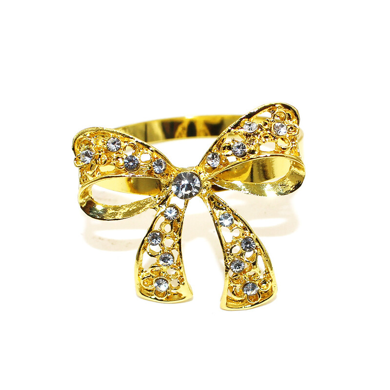 6kom Prstenovi za salvete s mašnom i dijamantima Prsteni za salvete s mašnama i dijamantima za vjenčanje, rođendan, božićnu večeru Dekoracija kućnog stola ERD01