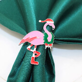 6kom Božićni flamingo prstenovi za salvete Ružičasti držač za salvete Metalne kopče za salvete za božićno vjenčanje Dekoracija večernjeg stola
