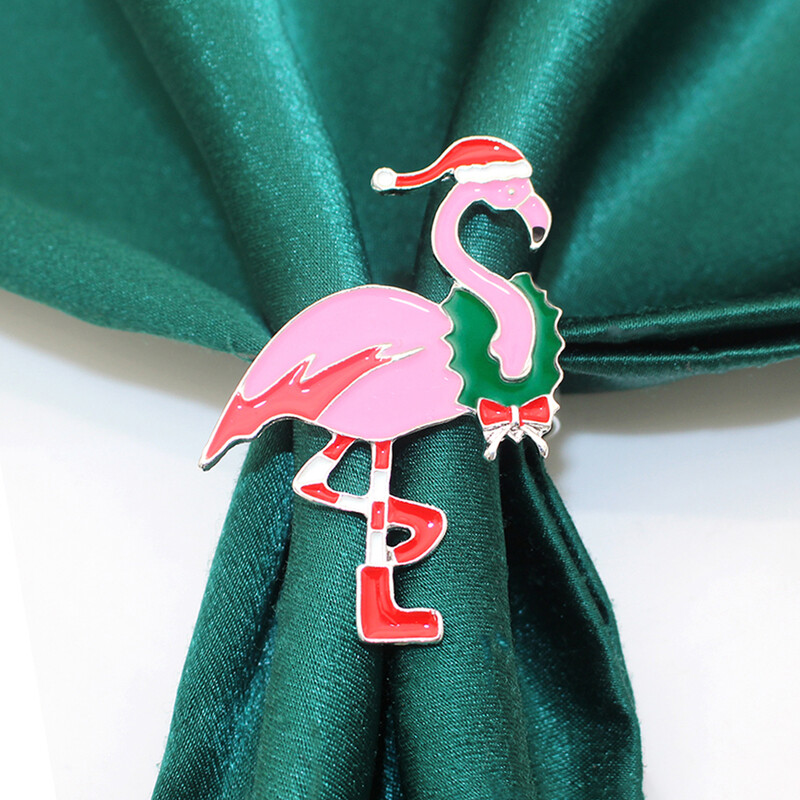 6kom Božićni flamingo prstenovi za salvete Ružičasti držač za salvete Metalne kopče za salvete za božićno vjenčanje Dekoracija večernjeg stola