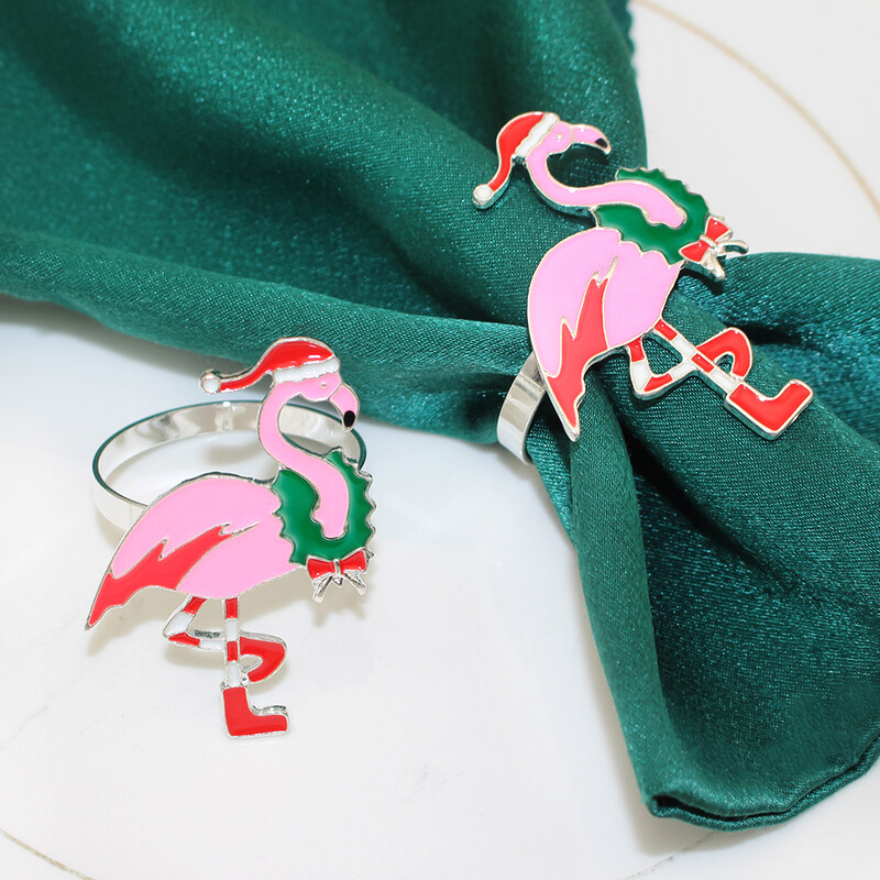 6kom Božićni flamingo prstenovi za salvete Ružičasti držač za salvete Metalne kopče za salvete za božićno vjenčanje Dekoracija večernjeg stola