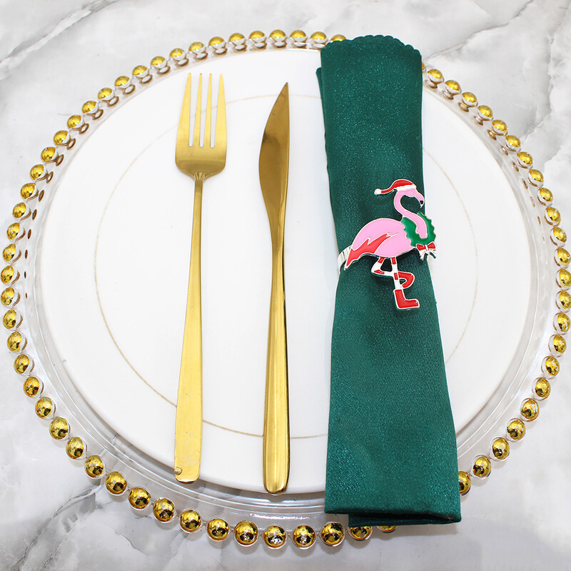 6kom Božićni flamingo prstenovi za salvete Ružičasti držač za salvete Metalne kopče za salvete za božićno vjenčanje Dekoracija večernjeg stola