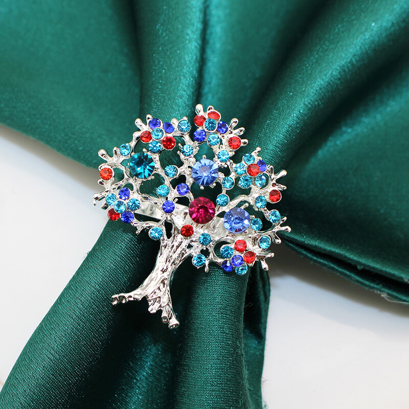 4Gb Jauns dzīvības koks salvešu gredzeni Ziemassvētku eglītes salvešu turētāju sprādzes fen šui dekorēšanai mājas pusdienu galda dekorēšanai HB217