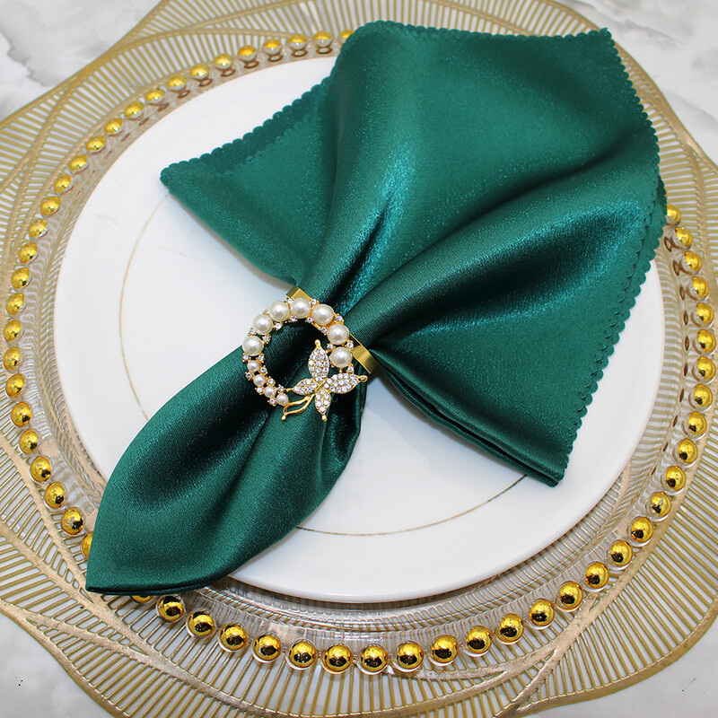 6 бр. Перлен пръстен за салфетки със страз Пеперуда държач за салфетки за сватба Коледа Празничен хотел Вечеря Декорация на маса HB207