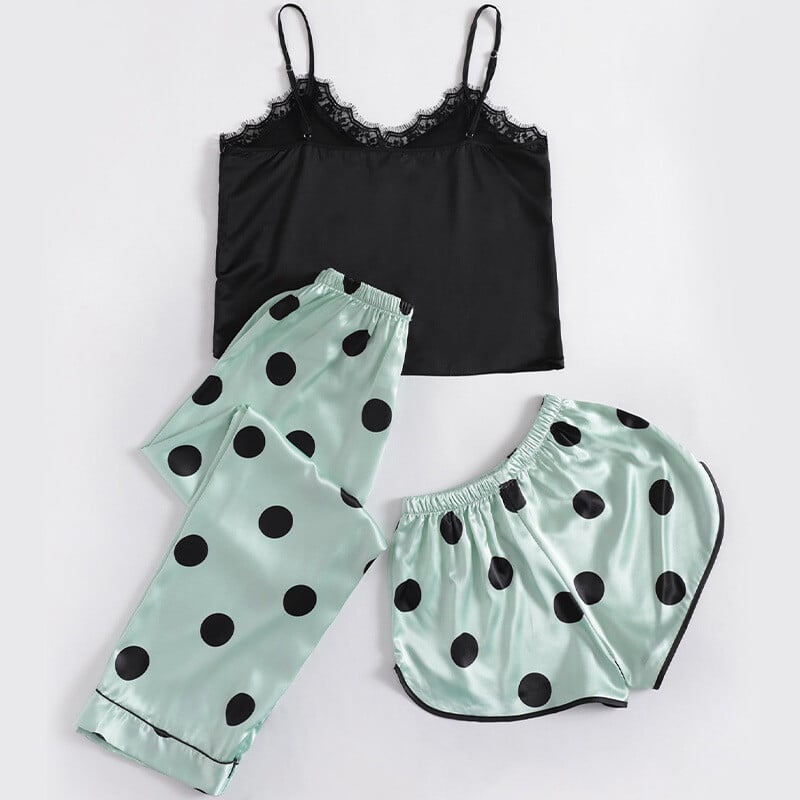 Nova slatka ženska pidžama, seksi kratke hlače na kamisolu, ležerni trodijelni komplet, ženski komplet salonki od imitacije svile