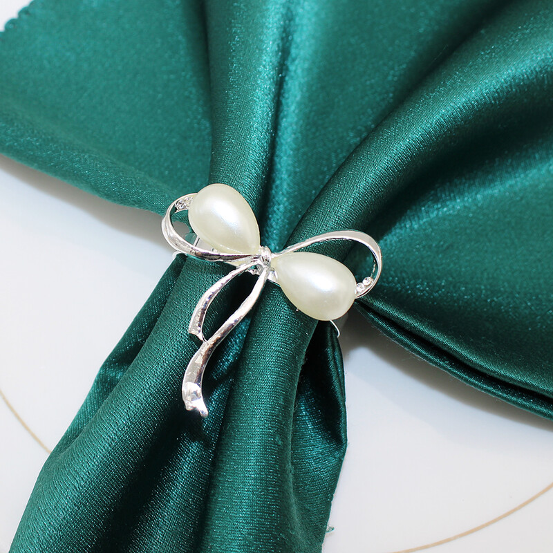 6Pcs Mašna Prsten za salvete Biserni držač za salvete Zlatni prsten za ubruse za vjenčanje Dan zahvalnosti Božić Obiteljsko okupljanje Rođendanski ukras