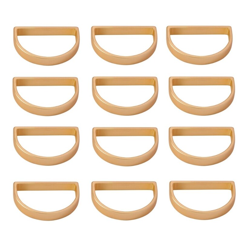 12kom Prstenovi za salvete od nehrđajućeg čelika Mat zlatni polukružni prsteni za salvete Metalni držač prstena za salvete Moderna minimalistička kopča u obliku slova D