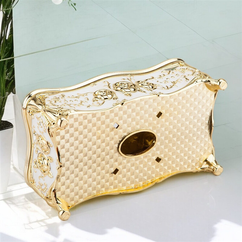 Zlatni ukrasni držač kutije za maramice pravokutna kvadratna kutija za maramice držač za ubruse ukras za dom pogodan za kupaonicu, spavaću sobu,