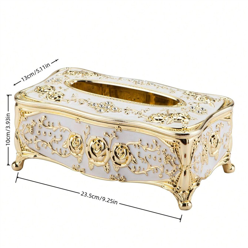 Zlatni ukrasni držač kutije za maramice pravokutna kvadratna kutija za maramice držač za ubruse ukras za dom pogodan za kupaonicu, spavaću sobu,