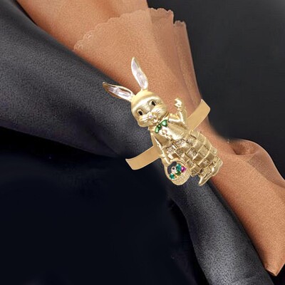 Заешки шаблон Великденски пръстени за салфетки Сервиране на маса за хранене Шикозна метална катарама за сервита за сватбена маса Хотелско парти Рожден ден