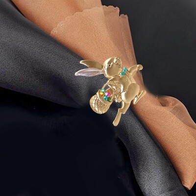 Заешки шаблон Великденски пръстени за салфетки Сервиране на маса за хранене Шикозна метална катарама за сервита за сватбена маса Хотелско парти Рожден ден