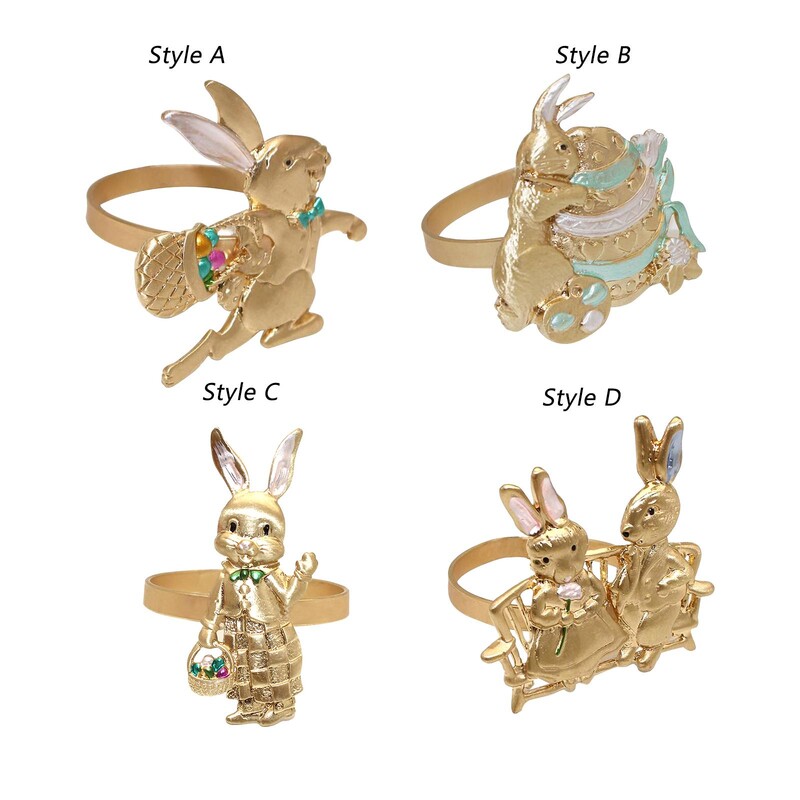 Заешки шаблон Великденски пръстени за салфетки Сервиране на маса за хранене Шикозна метална катарама за сервита за сватбена маса Хотелско парти Рожден ден