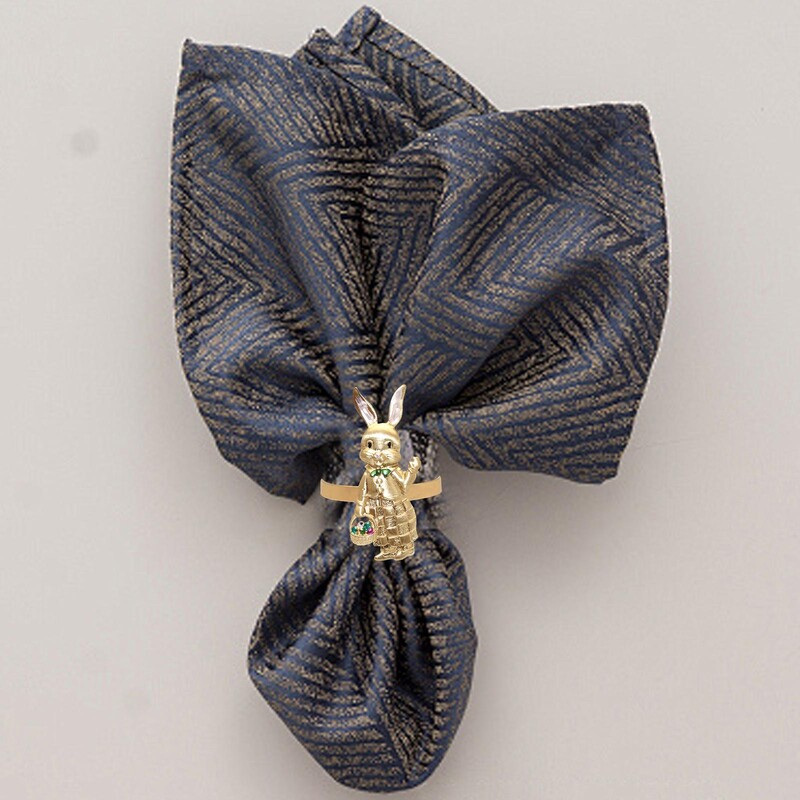 Заешки шаблон Великденски пръстени за салфетки Сервиране на маса за хранене Шикозна метална катарама за сервита за сватбена маса Хотелско парти Рожден ден