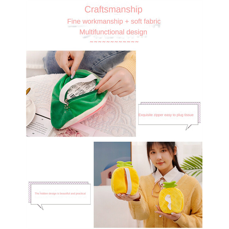 Mekana, slatka plišana igračka, plišana kutija za marame, modna kućna kutija za marame, plišani držač za ubruse za voće, automobil, prijenosna kutija za marame, kuhinjski dekor