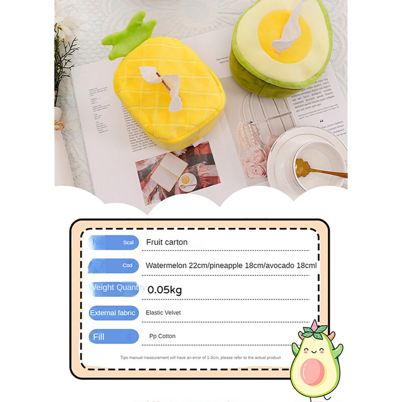 Mekana, slatka plišana igračka, plišana kutija za marame, modna kućna kutija za marame, plišani držač za ubruse za voće, automobil, prijenosna kutija za marame, kuhinjski dekor
