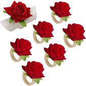 6kom Ručni rad Kopča za ručnik u obliku crvene ruže Prsten za salvete Svadbena zabava Valentinovo Hotelski stol Dekor Metal Zlatni držač za salvete