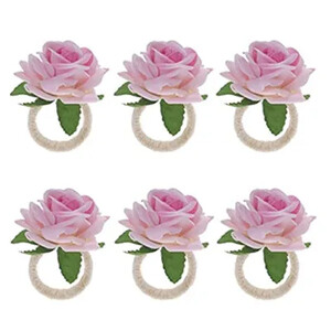 6kom Ručni rad Kopča za ručnik u obliku crvene ruže Prsten za salvete Svadbena zabava Valentinovo Hotelski stol Dekor Metal Zlatni držač za salvete