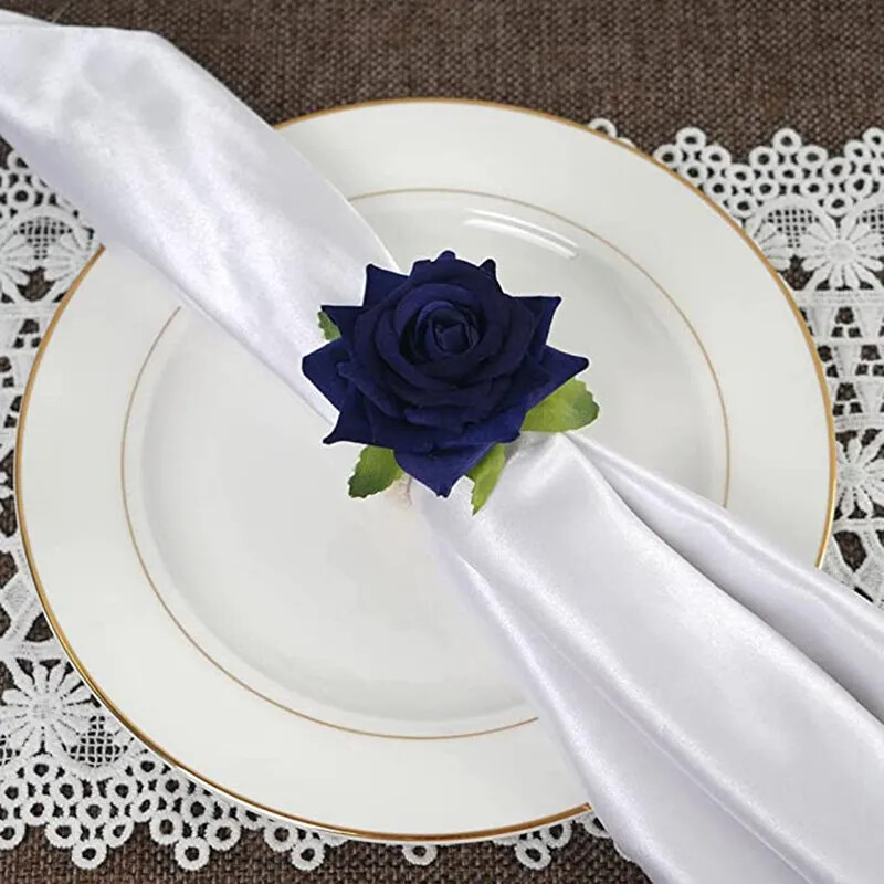 6kom Ručni rad Kopča za ručnik u obliku crvene ruže Prsten za salvete Svadbena zabava Valentinovo Hotelski stol Dekor Metal Zlatni držač za salvete