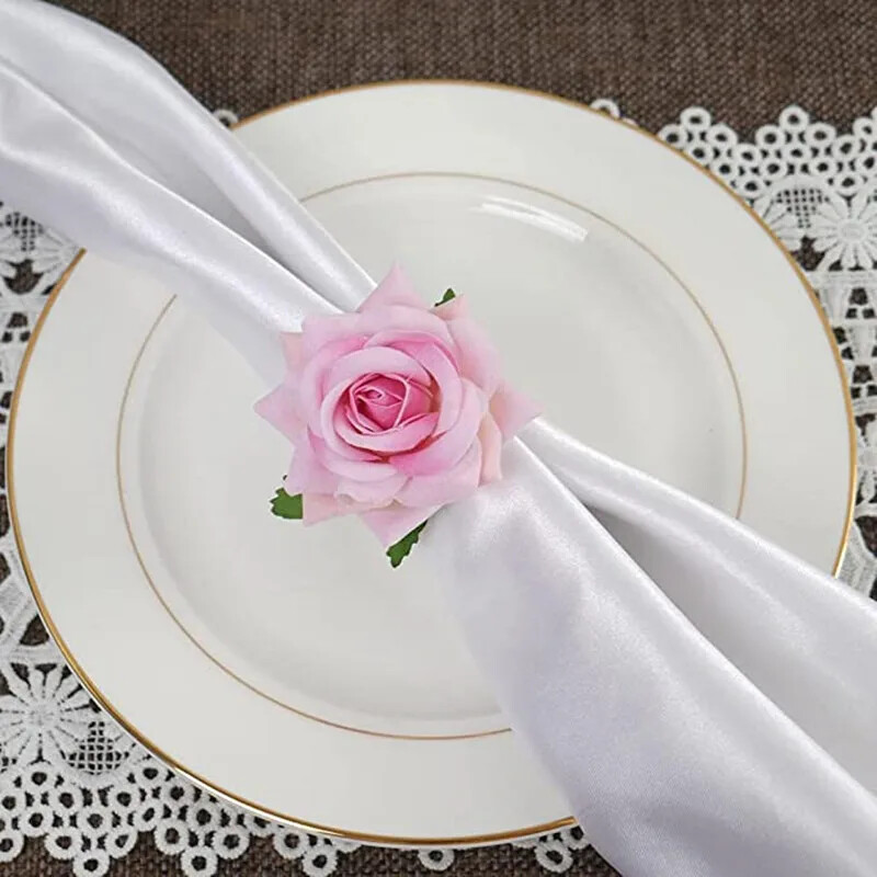 6kom Ručni rad Kopča za ručnik u obliku crvene ruže Prsten za salvete Svadbena zabava Valentinovo Hotelski stol Dekor Metal Zlatni držač za salvete