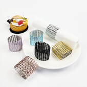 10kom Zlatni Srebrni prsten za salvete Kopče za salvete sa kamenčićima Držači za stolne salvete Svadbena zabava Dekoracija stola Božićna dekoracija