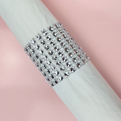 10kom Zlatni Srebrni prsten za salvete Kopče za salvete sa kamenčićima Držači za stolne salvete Svadbena zabava Dekoracija stola Božićna dekoracija