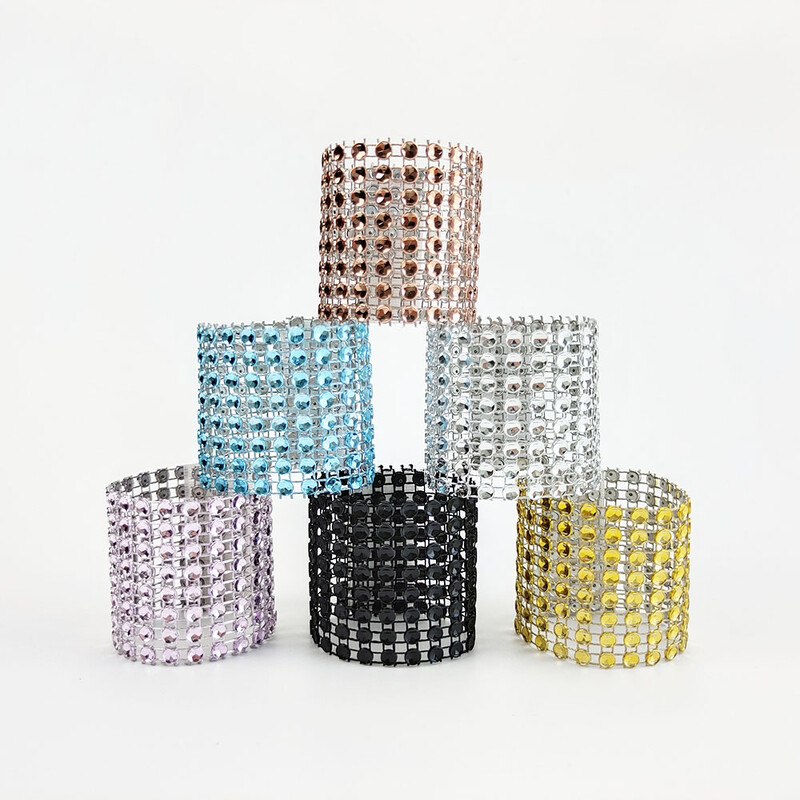 10kom Zlatni Srebrni prsten za salvete Kopče za salvete sa kamenčićima Držači za stolne salvete Svadbena zabava Dekoracija stola Božićna dekoracija