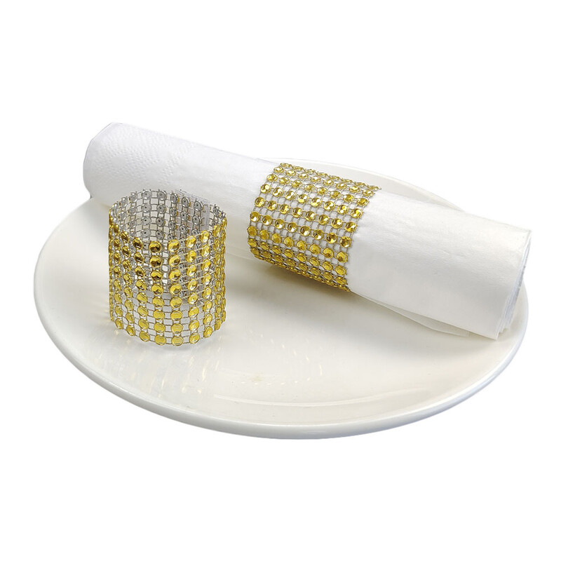 10kom Zlatni Srebrni prsten za salvete Kopče za salvete sa kamenčićima Držači za stolne salvete Svadbena zabava Dekoracija stola Božićna dekoracija