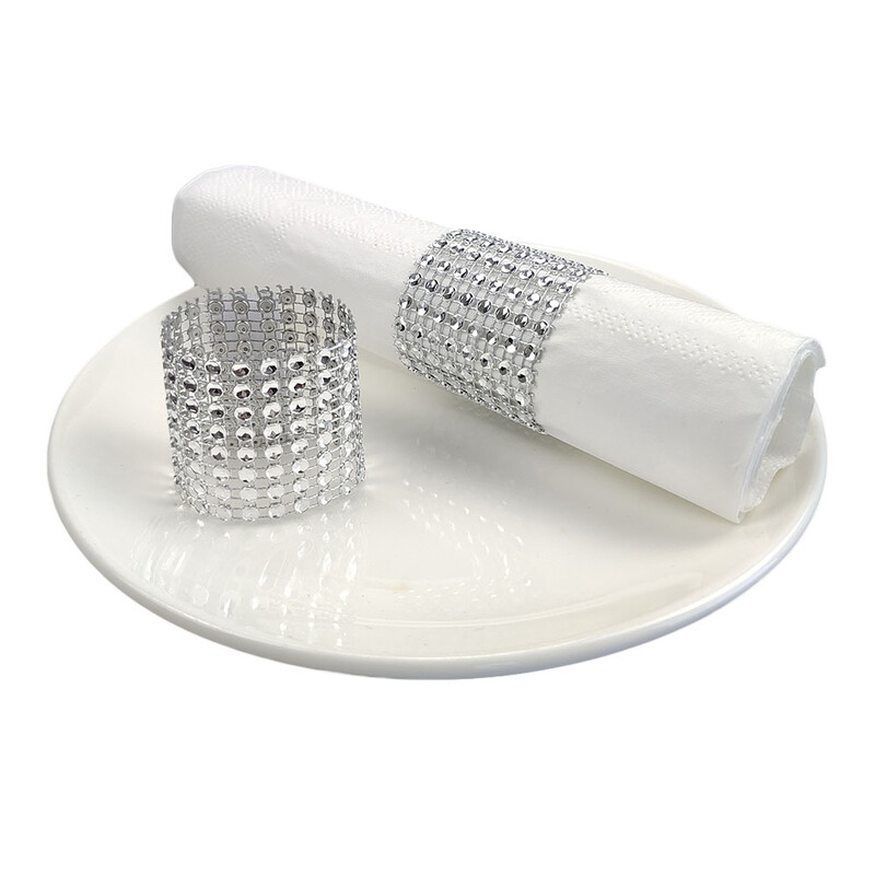 10kom Zlatni Srebrni prsten za salvete Kopče za salvete sa kamenčićima Držači za stolne salvete Svadbena zabava Dekoracija stola Božićna dekoracija