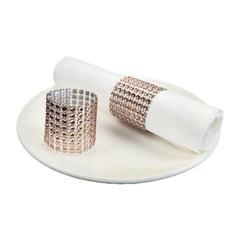 10kom Zlatni Srebrni prsten za salvete Kopče za salvete sa kamenčićima Držači za stolne salvete Svadbena zabava Dekoracija stola Božićna dekoracija