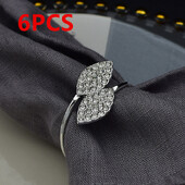 6 бр. Сватбен пръстен за салфетки Декорация на маса Парти Салфетки със стрази Сватбени държачи за салфетки Пръстени Хотелски катарами Банкетни листа Форма