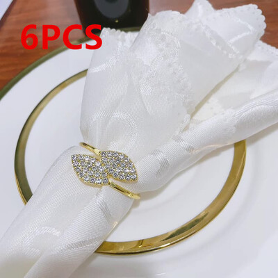 6 бр. Сватбен пръстен за салфетки Декорация на маса Парти Салфетки със стрази Сватбени държачи за салфетки Пръстени Хотелски катарами Банкетни листа Форма