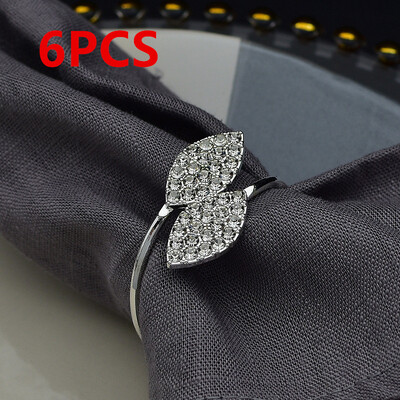 6 бр. Сватбен пръстен за салфетки Декорация на маса Парти Салфетки със стрази Сватбени държачи за салфетки Пръстени Хотелски катарами Банкетни листа Форма