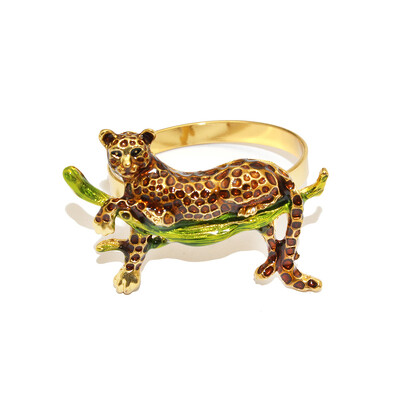 6kom Novi leopard prsten za salvete, zlatni držač za prstenove za salvete sa životinjama, metalna kopča za salvete za dom, blagdansku zabavu, dekoraciju stolova za vjenčanja