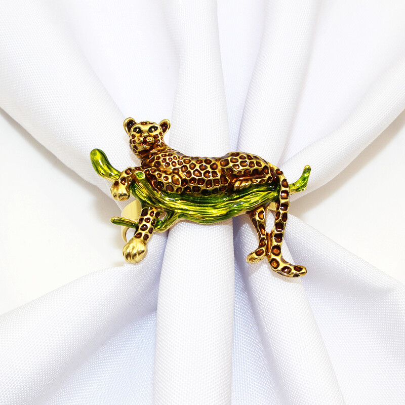 6kom Novi leopard prsten za salvete, zlatni držač za prstenove za salvete sa životinjama, metalna kopča za salvete za dom, blagdansku zabavu, dekoraciju stolova za vjenčanja