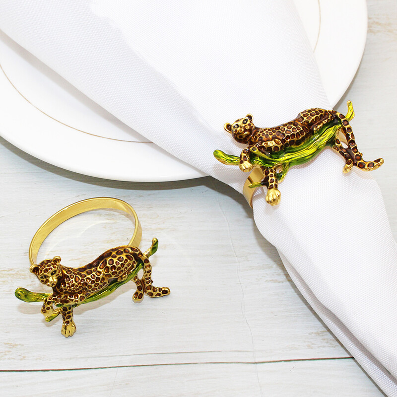 6kom Novi leopard prsten za salvete, zlatni držač za prstenove za salvete sa životinjama, metalna kopča za salvete za dom, blagdansku zabavu, dekoraciju stolova za vjenčanja