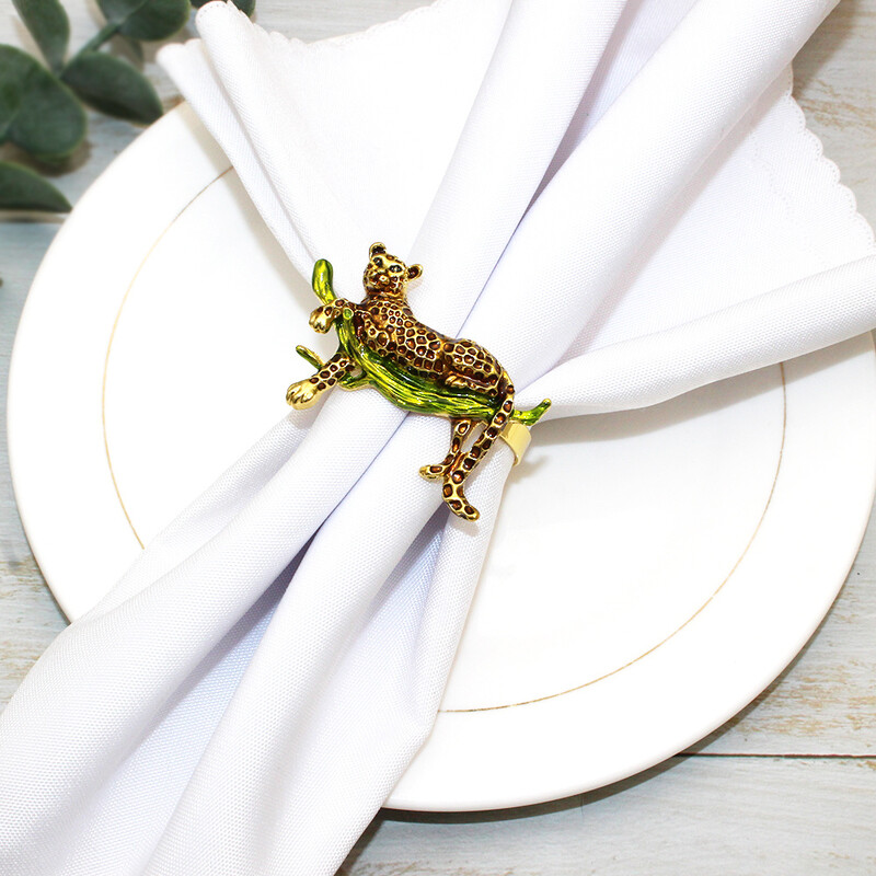 6kom Novi leopard prsten za salvete, zlatni držač za prstenove za salvete sa životinjama, metalna kopča za salvete za dom, blagdansku zabavu, dekoraciju stolova za vjenčanja
