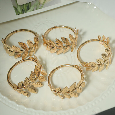 3/5 пръстени за салфетки в цвят златна пшеница, поставка за салфетки във формата на листа за декорация на сватбена маса за Деня на благодарността